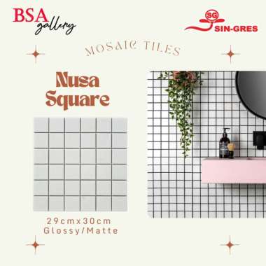 KERAMIK MOSAIC TILE KOTAK PUTIH MOZAIK LANTAI DINDING WC DAPUR ESTETIK GLOSSY