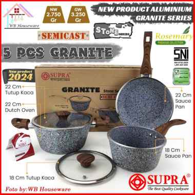 SUPRA Panci set 5pcs stone granite series anti lengket / panci masak dengan lapisan non stick 5pcs