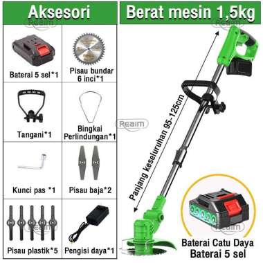 Mesin Potong Rumput Baterai 288V 88V hijau/1 baterai