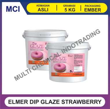 ELMER DIP GLAZE STRAWBERRY 5 KG - 1 DUS 2 PCS / TOPPING DONAT