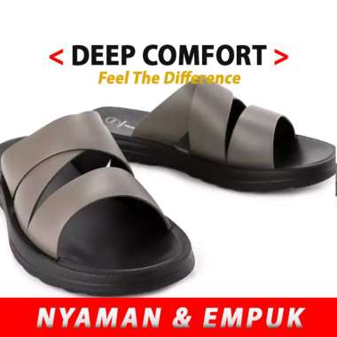 HM39 SANDAL PRIA SLIDE HUSH PUPPIES ORIGINAL SENDAL KULIT ASLI ORI COKLAT ABU