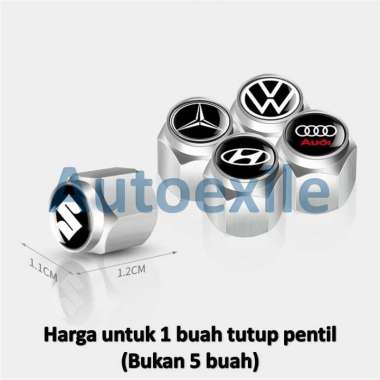 Tutup Pentil Besi Chrome Silver Ban Mobil Logo Audi BMW Cadillac Chery Chevrolet Daihatsu Dodge DFSK