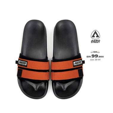 Aerostreet 39-44 Romeo Hitam Merah Bata - Sandal Selop Slip On B1AAA 40