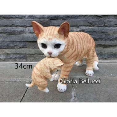 New Patung Pajangan Miniatur Kucing Gigit Anak Jumbo Persia Anggora