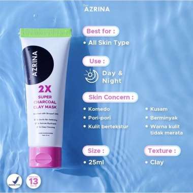 AZRINA PURE CHARCOAL MUD MASK AZRINA ACNE PURIFYING CLAY MASK BY AZRINA CLAY MASK MASKER WAJAH ACNE 