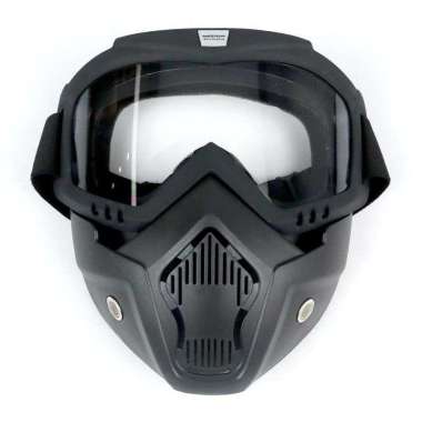 Kacamata Helm Retro - Kacamata Goggles Mask Windproof Kacamata Helm Hitam/Transparan