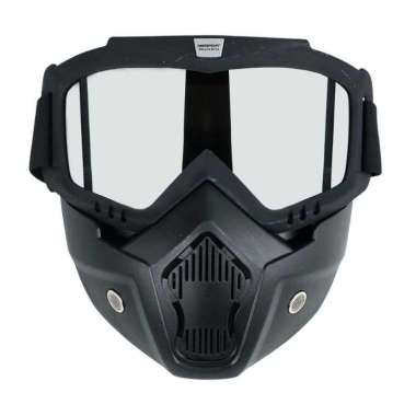 Kacamata Helm Retro - Kacamata Goggles Mask Windproof Kacamata Helm Hitam/Silver