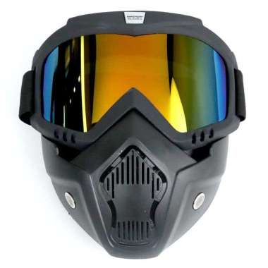 Kacamata Helm Retro - Kacamata Goggles Mask Windproof Kacamata Helm Hitam/Emas