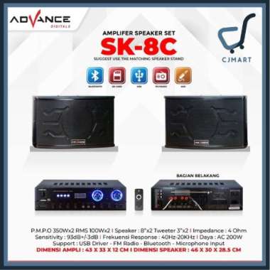 SPEAKER BLUETOOTH ADVANCE SK8C 1 SET AMPLIFIER DUAL SPEAKER KARAOKE