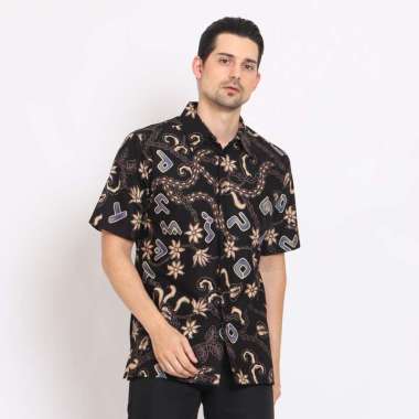 Adikusuma Hem Body Fit Batik Aksara Lontara 532B110013 - Hitam L