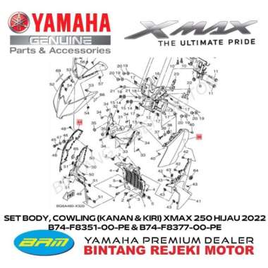 SET BODY, COWLING (KANAN & KIRI) XMAX 250 HIJAU 2022