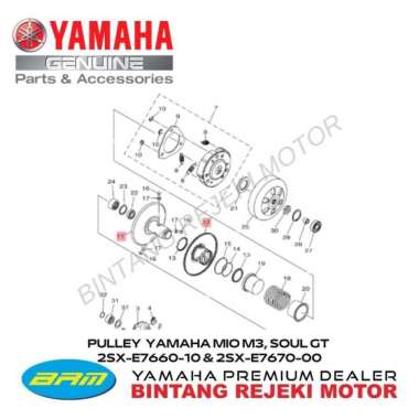 PULLEY YAMAHA MIO M3, SOUL GT 125 2SX-E7660-10 & 2SX-E7670-00