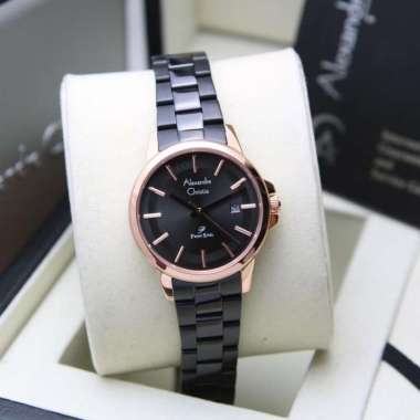 JAM TANGAN WANITA ALEXANDRE CHRISTIE AC 1034 / AC1034 RANTAI ORIGINAL ROSEGOLD BLACK