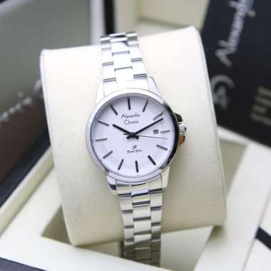 JAM TANGAN WANITA ALEXANDRE CHRISTIE AC 1034 / AC1034 RANTAI ORIGINAL SILVER WHITE