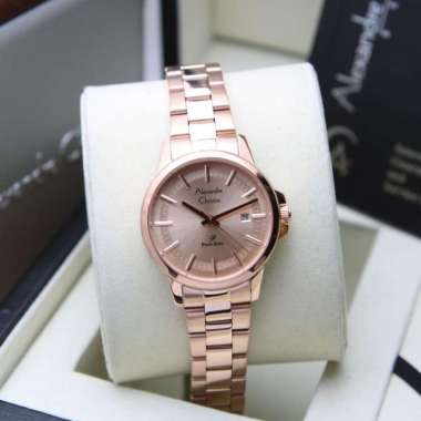 JAM TANGAN WANITA ALEXANDRE CHRISTIE AC 1034 / AC1034 RANTAI ORIGINAL FULL ROSEGOLD