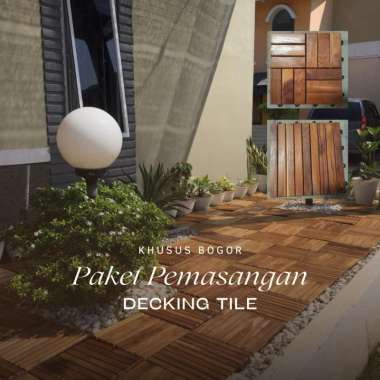Paket Free Pemasangan Decking Tile kayu jati Lantai Kayu Mozaik