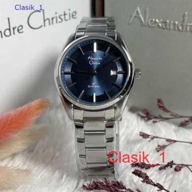Original 100%!! Alexandre Christie Wanita AC 8648 / AC8648 Silver Blue Garansi Resmi 1 Tahun