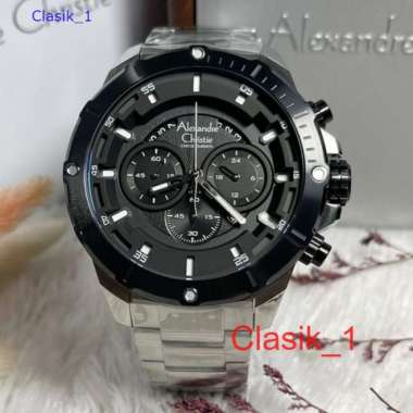 Original 100%!! Jam Alexandre Christie Pria AC 6529 AC6529 Silver Black Garansi Resmi 1 Tahun