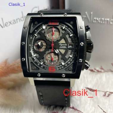 Original 100%!! Alexandre Christie Pria AC 6376 / AC6376 Silver Black Red Garansi Resmi 1 Tahun