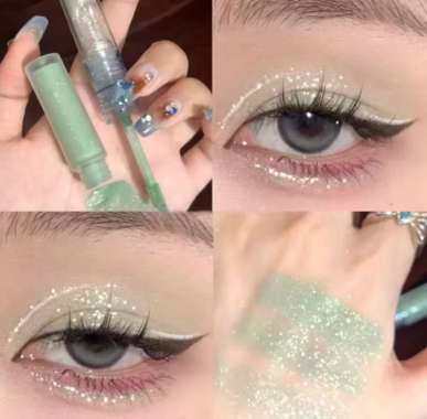 ORI Cappuvini Eyeshadow Cair 2in1 Gliter Payet/ Pemulas Mata 2in1 Gliter Berkilau Tahan Lama/Kosmeti