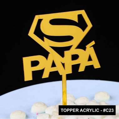aiGooTan - TOPPER ACRYLIC MOTHER FATHER DAY - Hiasan Cake Love Hari Ibu Ayah Bapak Mama Super Dad Mo