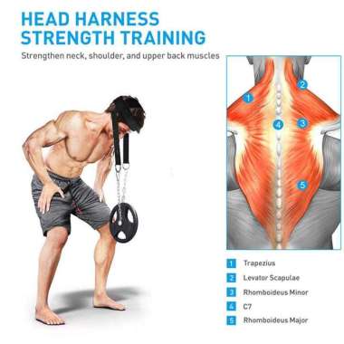 EPROLO Head Harness Belt Neck Traps Weight Lifting Chain Fitness Gym PR-001 Alat Gym Di Rumah Jalan 