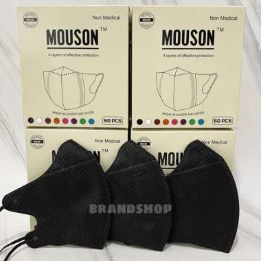 Mouson Duckbill Masker 4ply isi 50 pcs Hitam 4ply Mouson