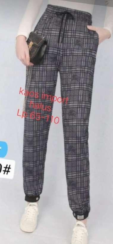 Celana Joger Kotak Kotak Wanita / Cewe / Perempuan