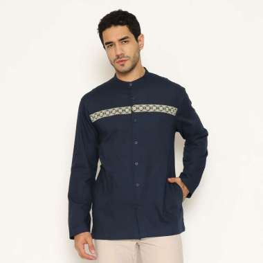 AMK KK ZAKI L/s Baju Koko Pria Lengan Panjang Bordir - Navy XL