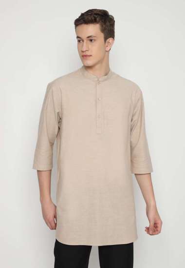 JOBB Hasbi Baju Koko Pria Lengan Pendek Regular Fit Khaki Khaki XL