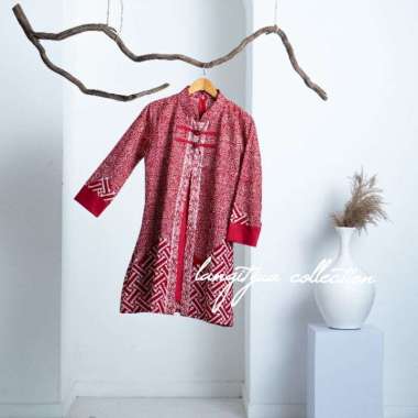 Tunik Koin Madhani 04 | Baju Kerja Model Dress Batik Wanita M Merah