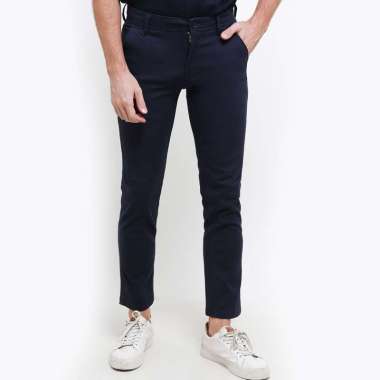 NX Celana Chino Panjang Slim Fit Cotton Twill Stretch Pria Biru Safir 31 Biru Safir