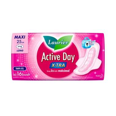 Promo Harga Laurier Active Day X-TRA Long Wing 25cm 16 pcs - Blibli
