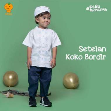 PLEU Setelan Koko Bordir | Setelan Koko Anak Laki Laki Usia 1-6 Tahun 2 tahun Navy