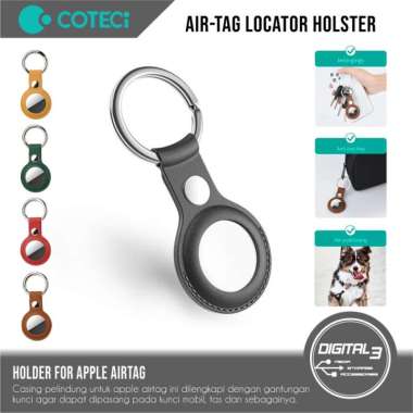 COTEetCI Case Apple AirTag Leather Key Ring Anti-Maling Holder Ganci Coklat