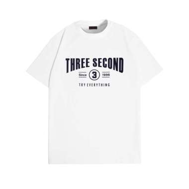 3Second Men's T-Shirt Short Sleeve Davinci Cotton Lightweight 1996 Script C400324 White L