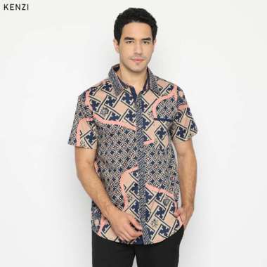 Evercloth Kenzi Kemeja Batik Pria Lengan Pendek Hem Batik Cowok L