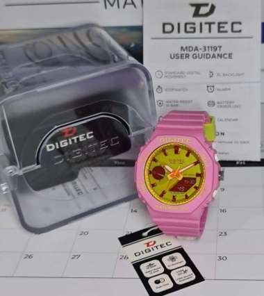 Original 100%!! Digitec DG-3119T Dg 3119T DG3119 - Jam Tangan Wanita Double Time garansi Resmi pink