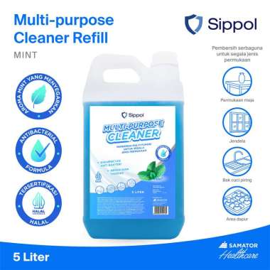 Sippol Multi-Purpose Cleaner Jeriken 5 Liter [Mint] / Isi Ulang Cairan Pembersih Lap Kaca Meja Kursi