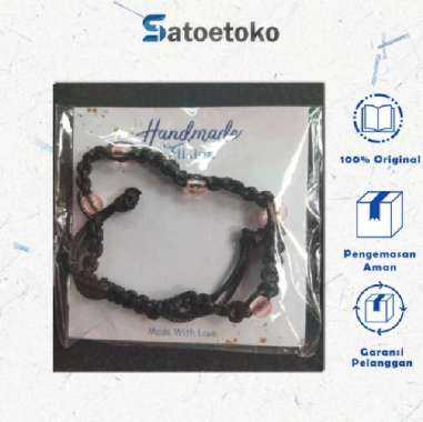 Gelang Tali Aestetik Hiasan Manik-Manik / Gelang Tali Kulit Tali Hitam