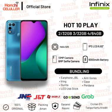 Infinix Hot 10 Play 4/64GB 3/32GB 2/32GB Garansi Resmi Infinix Indonesia Original HOT 10 PLAY 4/64GB FULL BUNDLING