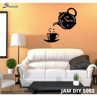 AA - jam dinding DIY 3D kecil / jam tempel di tembok jam hiasan unik Teapot