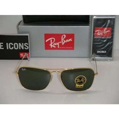Kacamata Pria Rayban CARAVAN RB3136 Gold Lenses Glass Original