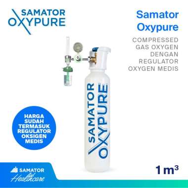 Samator Oxypure GOX 1 m3 [Include Regulator] / Tabung Gas Oksigen Murni Steril Untuk Home Care, Fasilitas Kesehatan, Rumah Sakit, Terapi Pernapasan