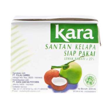 Promo Harga Kara Coconut Cream (Santan Kelapa 200 ml - Blibli
