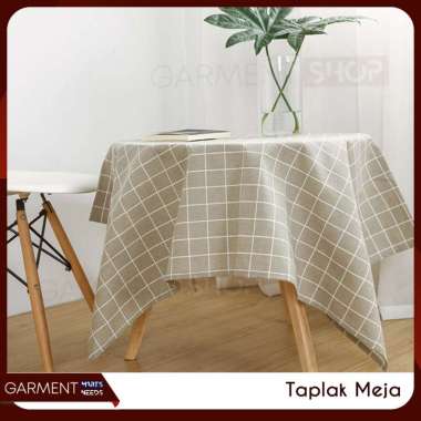 Taplak Meja Makan Bulat Ruang Tamu Peva Bulat Motif Kotak Estetik Modern Anti Air Minyak Tebal Premi
