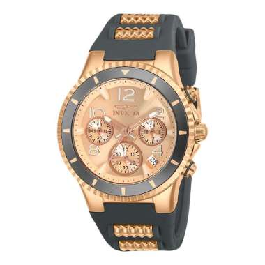 Jam Tangan Wanita INVICTA Blu 24189 Lady Chronograph Rose Gold Dial Dual Tone Stainless Steel Silico