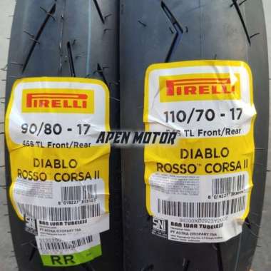1 Set Ban Pirelli Diablo Rosso Corsa II Uk 90/80-17 &amp; 110/70-17 Multivariasi