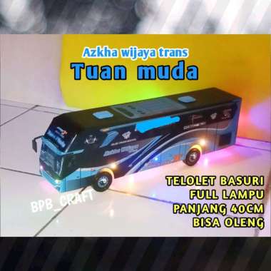 Mainan miniatur bus basuri telolet azkha wijaya trans tuan muda Full lampu