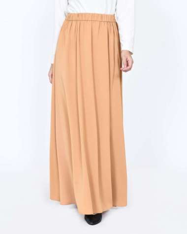 LEZAHRASIGNATURE Longskirt Sheva - Rok Panjang Muslim Wanita Polos Pinggang Karet Bawah Payung BROWN